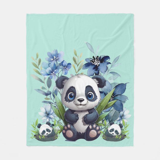 Cute Panda Baby Fleece Blanket (Front)