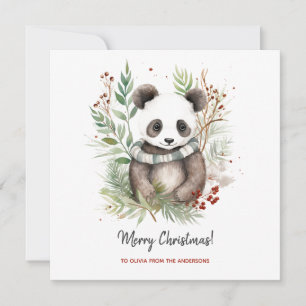 Cute Panda Baby Rustic Christmas botanicals
