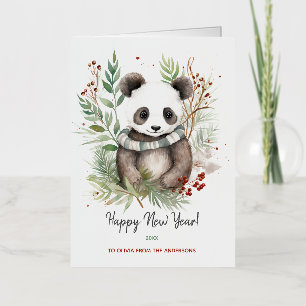 Cute Panda Baby Rustic winter botanicals Foil Greeting Card