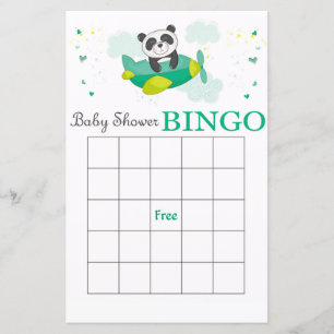 Cute Panda baby shower bingo card
