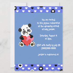 Cute Panda Baby Shower Blue Invitation
