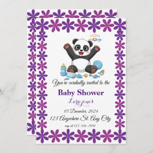 Cute panda baby shower invitation