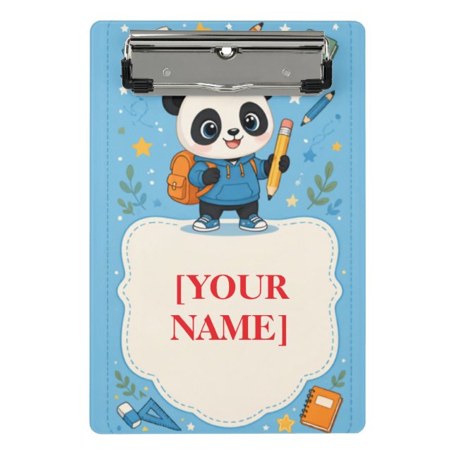 Cute Panda Back to School  Mini Clipboard (Front)