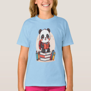 Cute Panda Back to School Reading Book T-Shirt
