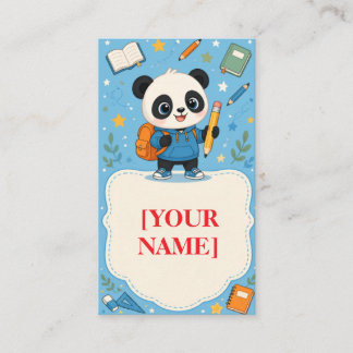 Cute Panda Back to School | School Note Business Card