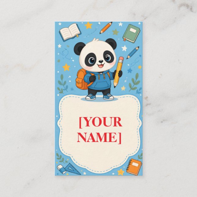 Cute Panda Back to School  | School Note Business Card (Front)