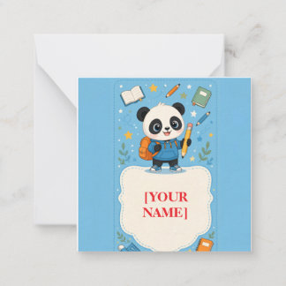 Cute Panda Back to School Supplies Card