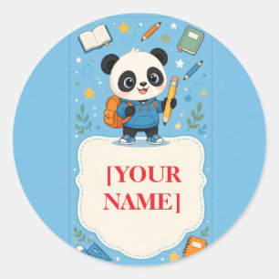 Cute Panda Back to School Supplies Classic Round Sticker