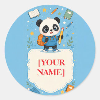 Cute Panda Back to School Supplies Classic Round Sticker