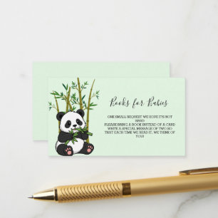 Cute Panda Bamboo Book for Baby Mint Baby Shower Enclosure Card