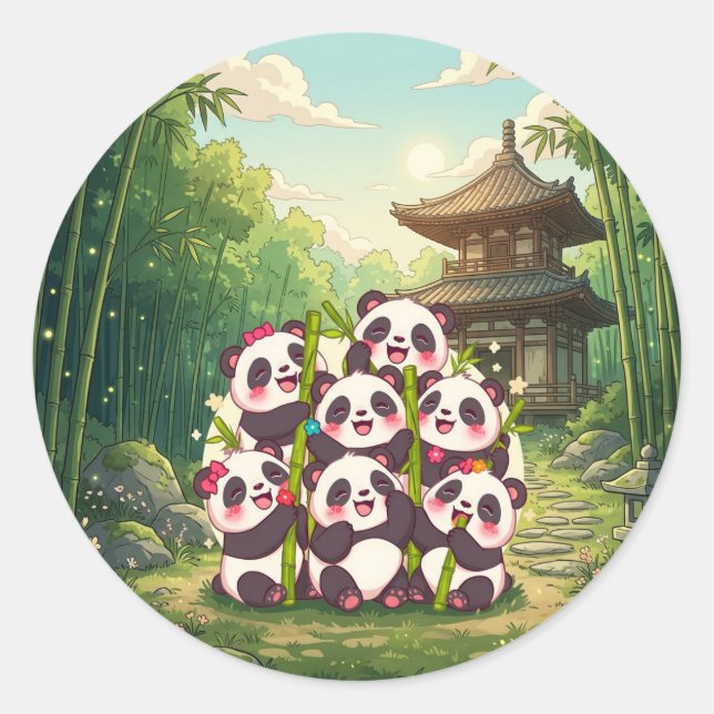 Cute Panda Bamboo Garden Sticker (Front)