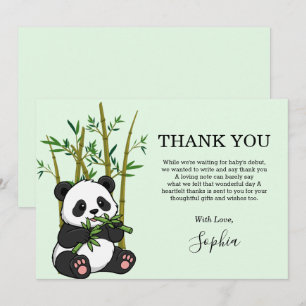 Cute Panda Bamboo Mint Baby Shower Thank You Card