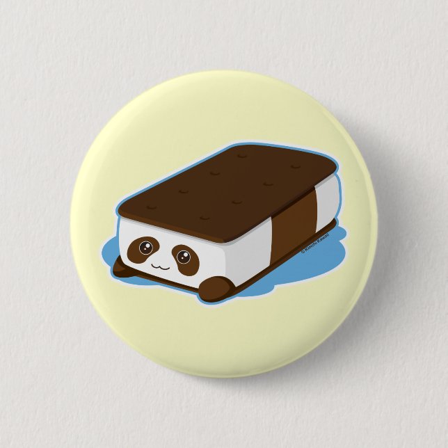 Cute Panda Bar Ice Cream 6 Cm Round Badge (Front)