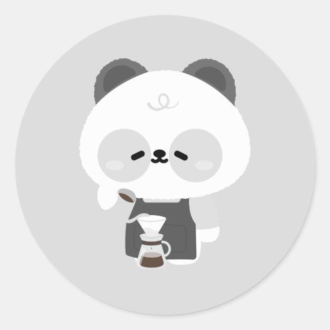 Cute Panda Barista Classic Round Sticker (Front)