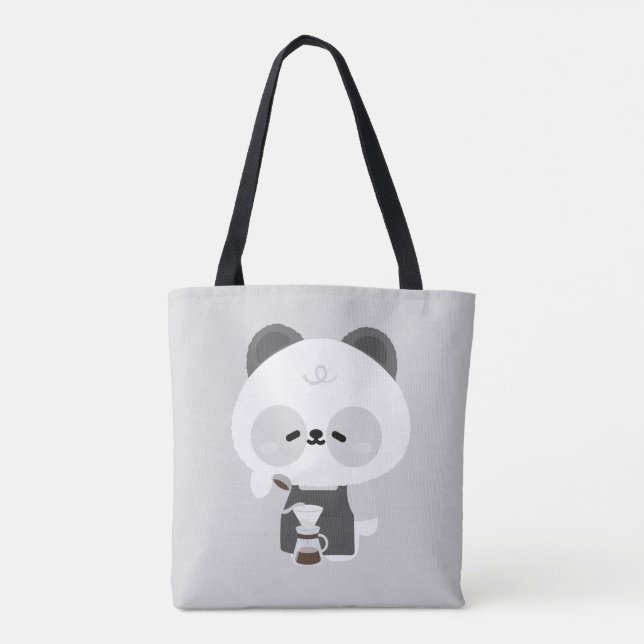 Cute Panda Barista Tote Bag (Back)