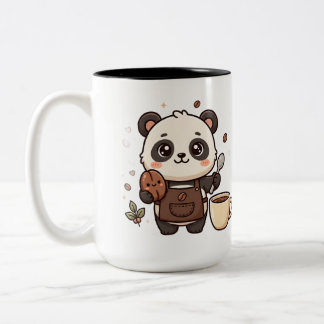 Cute Panda Bean Mug, Kawaii Coffee Clipart Two-Ton Two-Tone Coffee Mug