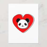 Cute Panda Bear And Red Heart Drawing