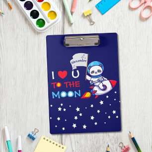Cute Panda Bear Astronaut On Rocket Ship Kids  Clipboard