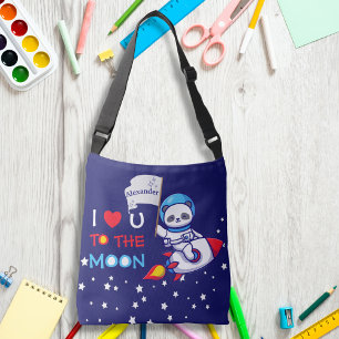 Cute Panda Bear Astronaut On Rocket Ship Kids  Crossbody Bag