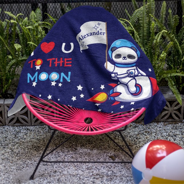 Cute Panda Bear Astronaut On Rocket Ship Kids  Hand Towel (Creator Uploaded)