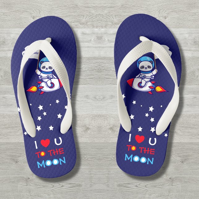 Cute Panda Bear Astronaut On Rocket Ship Kids  Kid's Thongs (Creator Uploaded)