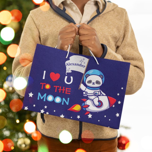 Cute Panda Bear Astronaut On Rocket Ship Kids  Large Gift Bag (Creator Uploaded)