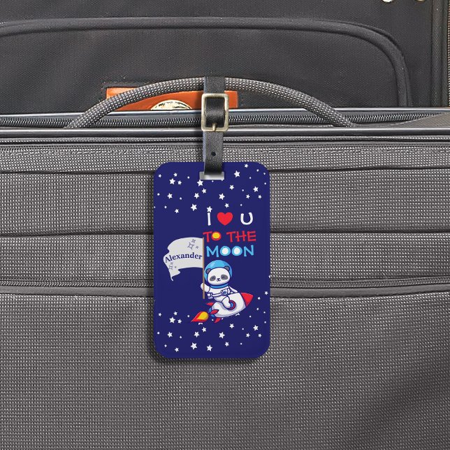 Cute Panda Bear Astronaut On Rocket Ship Kids  Luggage Tag (Creator Uploaded)