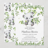Cute Panda Bear Bamboo Greenery Baby Shower 