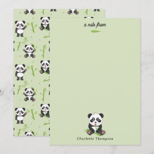 Cute Panda Bear Bamboo Kawaii Animals Pattern Card