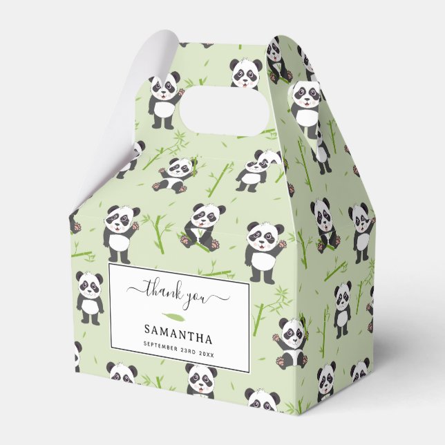 Cute Panda Bear Bamboo Kawaii Animals Pattern Favour Box (Front Side)