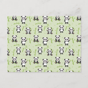 Cute Panda Bear Bamboo Kawaii Animals Pattern Postcard