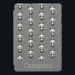 Cute Panda Bear Bamboo Pattern Grey Custom Name iPad Pro Cover<br><div class="desc">This cute iPad case features a whimsical pattern of panda bears climbing bamboo in grey. Personalise it with your name. Great gift idea!</div>