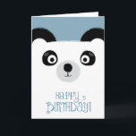 Cute Panda Bear Birthday Card<br><div class="desc">Cute panda bear illustration with blue background and charming "Happy Birthday" text.</div>