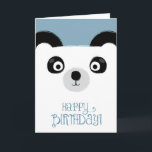 Cute Panda Bear Birthday Card<br><div class="desc">Cute panda bear illustration with blue background and charming "Happy Birthday" text.</div>