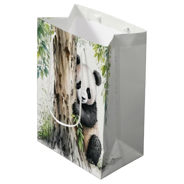 Cute Panda Bear By Bamboo Tree Medium Gift Bag (Front Angled)