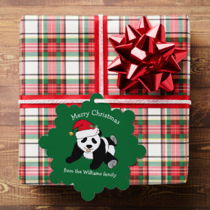 Cute Panda Bear Christmas Custom Green From Gift Tree Decoration Card