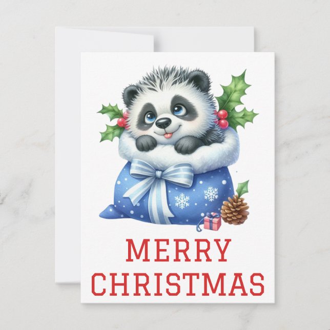 Cute Panda Bear Cub Christmas Card (Front)
