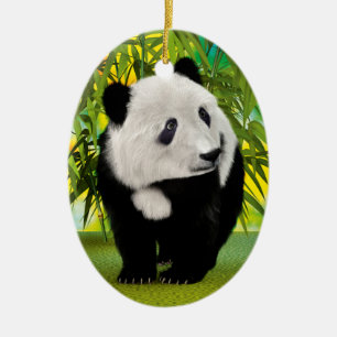 Cute Panda Bear Cub Kawaii Animal Lover Gift Ceramic Tree Decoration