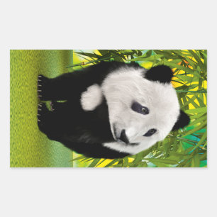 Cute Panda Bear Cub Kawaii Animal Lover Gift Rectangular Sticker