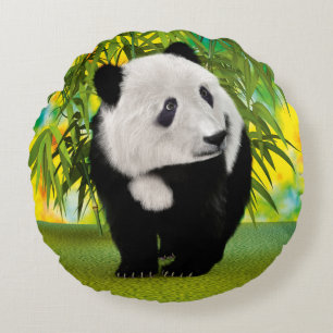 Cute Panda Bear Cub Kawaii Animal Lover Gift Round Cushion