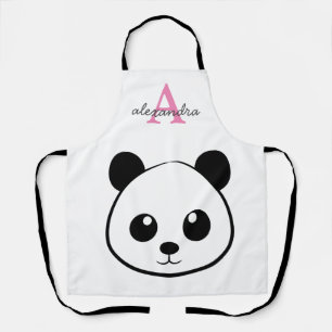 Cute panda bear custom Monogram  Apron