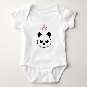 Cute panda bear custom Monogram  Baby Bodysuit