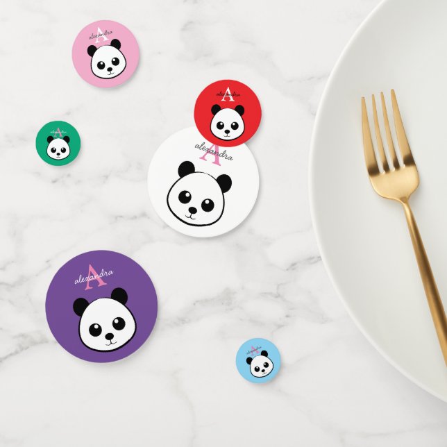Cute Panda Bear Custom Monogram Confetti – Party (Group)