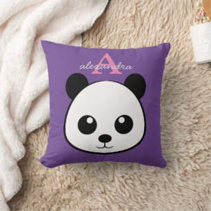 Cute panda bear custom Monogram  Cushion