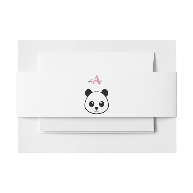Cute panda bear custom Monogram  Invitation Belly Band (Front Example)