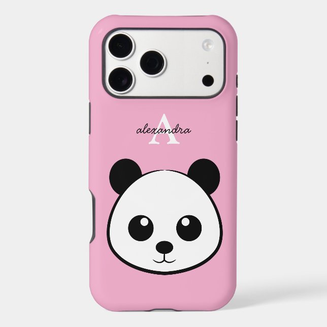Cute Panda Bear Custom Monogram iPhone Case  (Back)