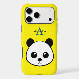 Cute Panda Bear Custom Monogram iPhone Case