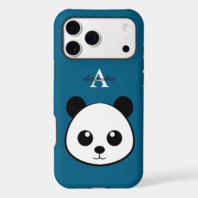 Cute Panda Bear Custom Monogram iPhone Case  (Back)