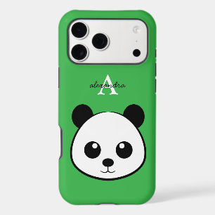 Cute Panda Bear Custom Monogram iPhone Case 