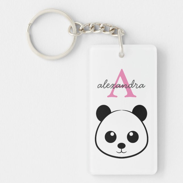 Cute panda bear custom Monogram  Key Ring (Front)